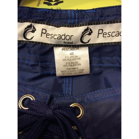 Pescador Men Swim Trunk Drawstring Size 40 Navy Blue Nylon Polyester Blend - Picture 3 of 3
